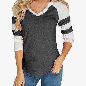 Women’s Gray and white long sleeve baseball T shirt